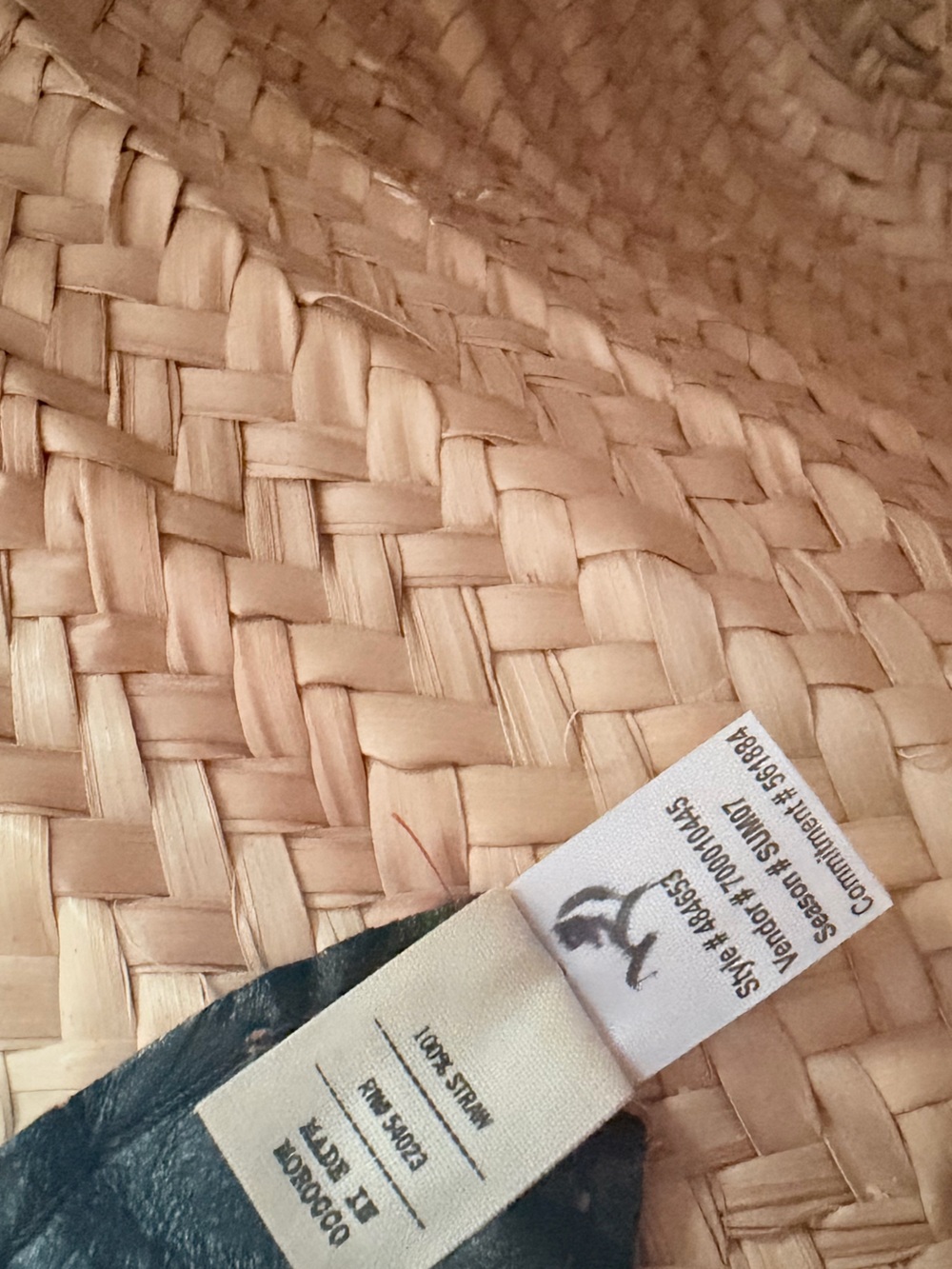 Woven Straw Tote Bag with Black Handles - Picture 10 of 10